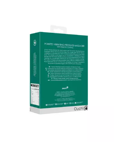 Masseur de prostate vibrant Ouch! avec télécommande en vert métallique-3