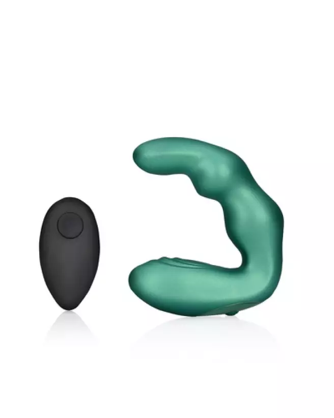 Image du Massager Prostatique Vibrant Bent de Ouch! by Shots en Vert Métallique-1
