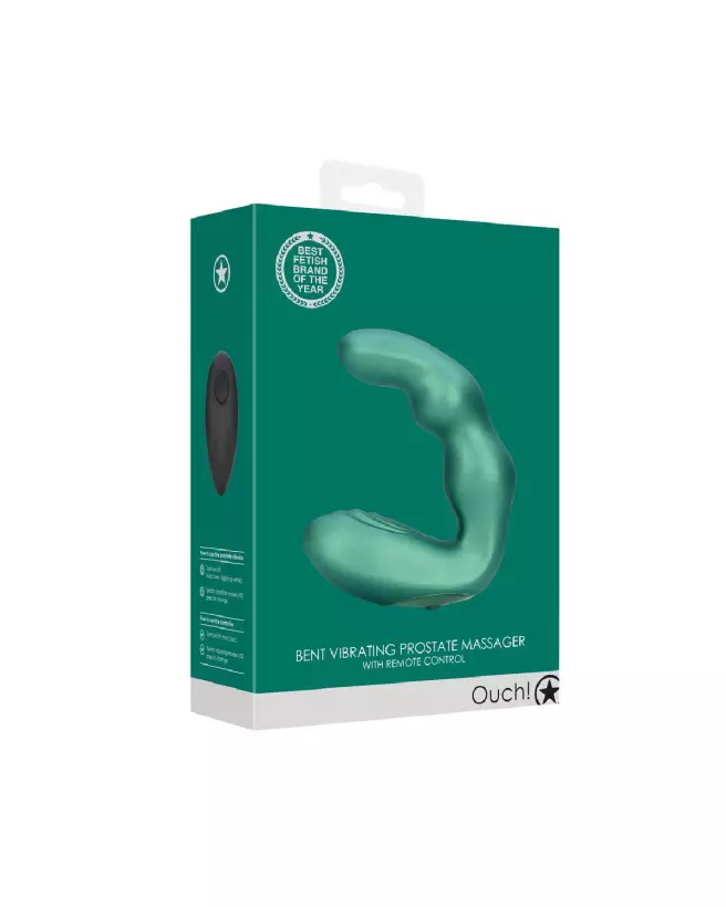 Image du Massager Prostatique Vibrant Bent de Ouch! by Shots en Vert Métallique-2
