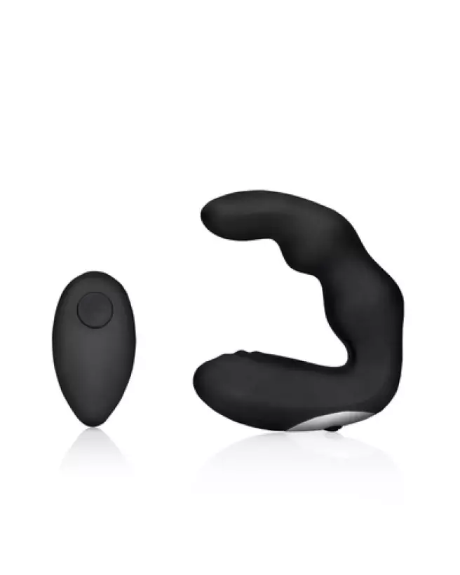 Bent Vibrating Prostate Massager Black with Remote Control by Ouch! - Stimulateur de prostate de luxe-1