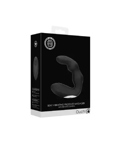 Bent Vibrating Prostate Massager Black with Remote Control by Ouch! - Stimulateur de prostate de luxe-2