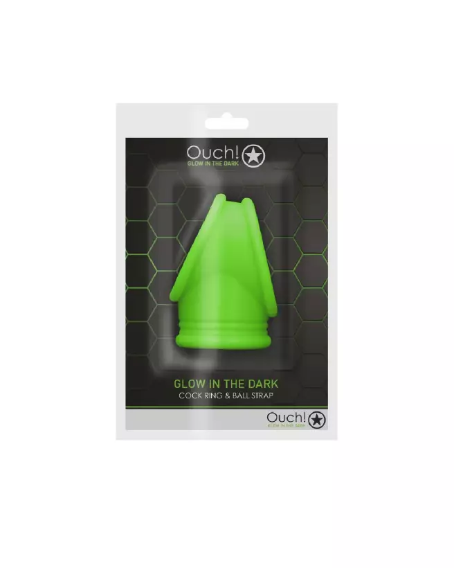 Cockring Ball Strap Glow in the Dark par Ouch! Shots pour endurance et plaisir-2