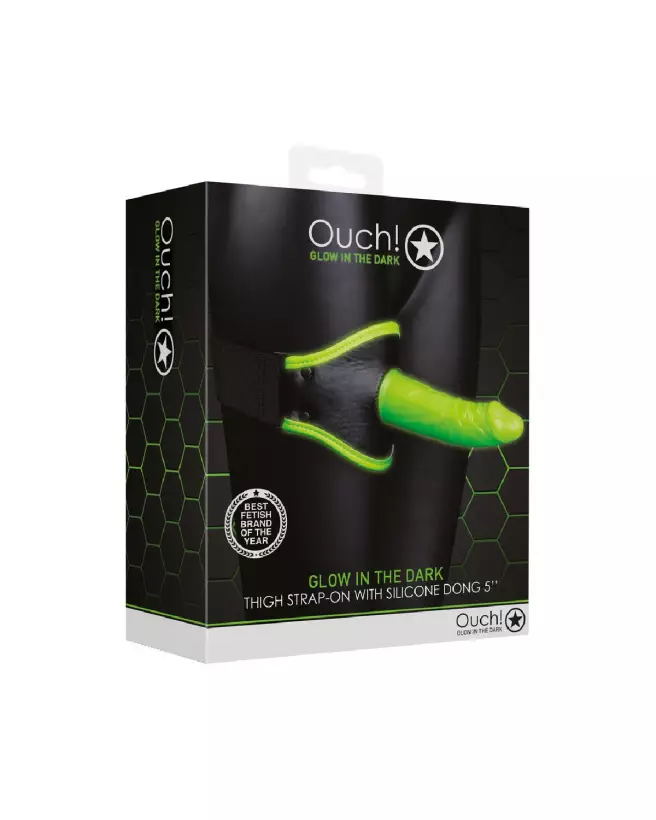 Thigh Strap-On lumineux Ouch! by Shots, gode ceinture phosphorescent-2