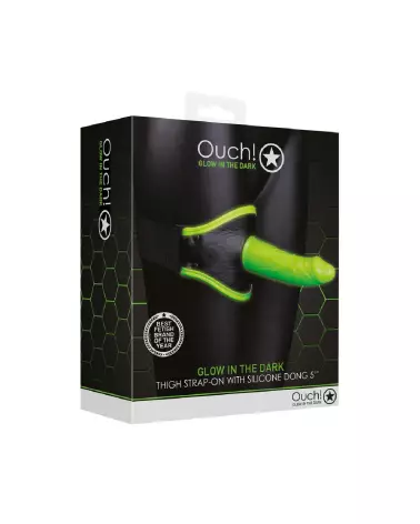 Thigh Strap-On lumineux Ouch! by Shots, gode ceinture phosphorescent-2