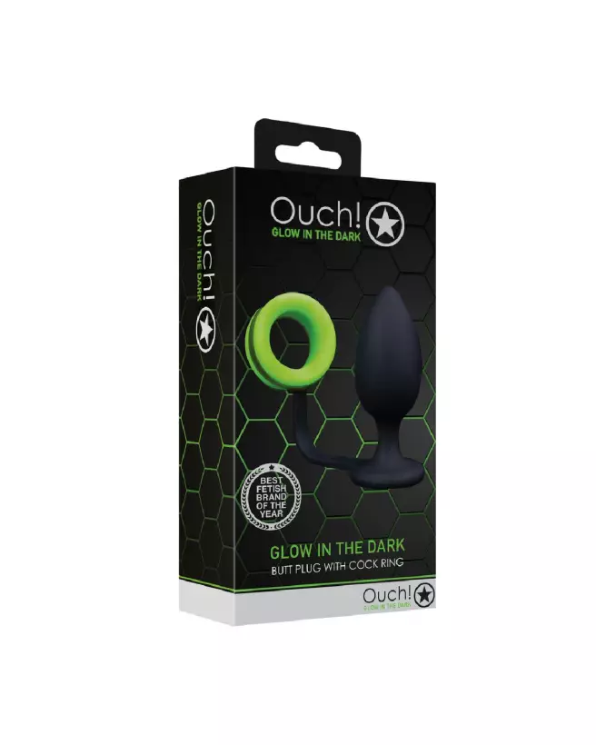 Butt Plug and Cockring Glow in the Dark de Ouch! by Shots pour jeux intimes nocturnes-2