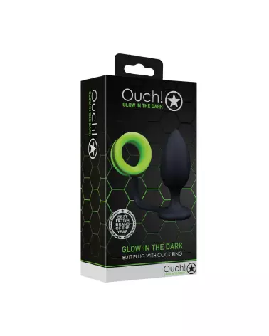 Butt Plug and Cockring Glow in the Dark de Ouch! by Shots pour jeux intimes nocturnes-2