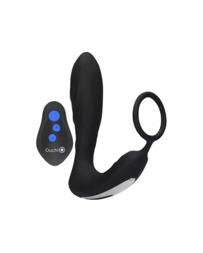 Image du E-stim Vibrating Butt Plug & Cockring de Ouch! by Shots en action, matériel de haute qualité pour electro-stimu-1
