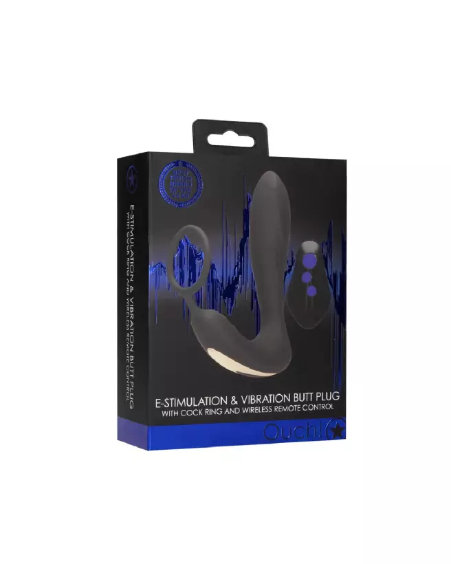 Image du E-stim Vibrating Butt Plug & Cockring de Ouch! by Shots en action, matériel de haute qualité pour electro-stimu-2