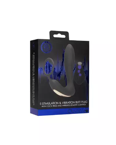 Image du E-stim Vibrating Butt Plug & Cockring de Ouch! by Shots en action, matériel de haute qualité pour electro-stimu-2