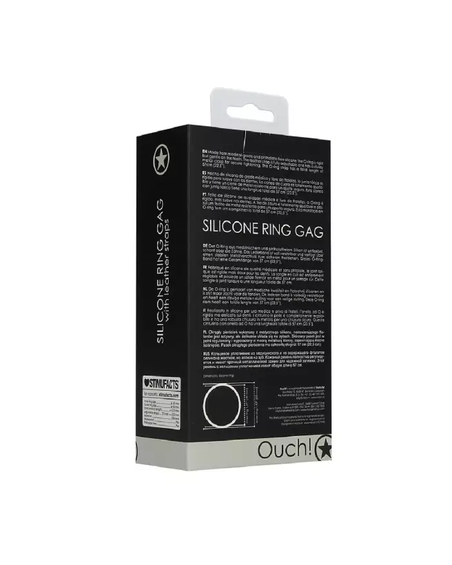 Baillon Silicone Ring Gag avec Sangles en Cuir de Ouch! by Shots pour BDSM-3