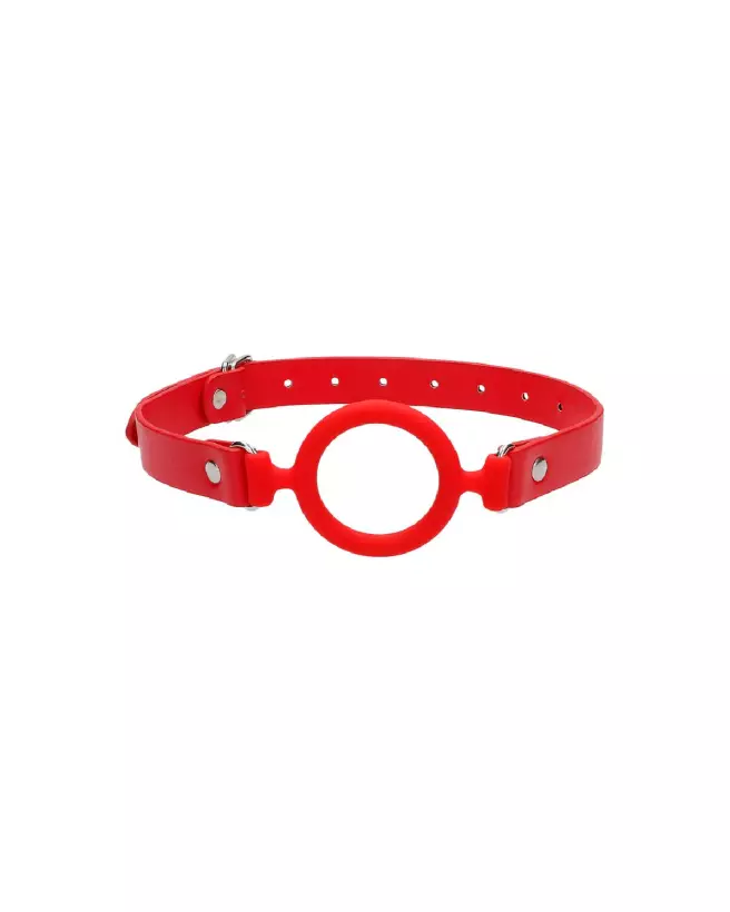 Baillon bague en silicone avec sangles en cuir Ouch! by Shots pour BDSM-4