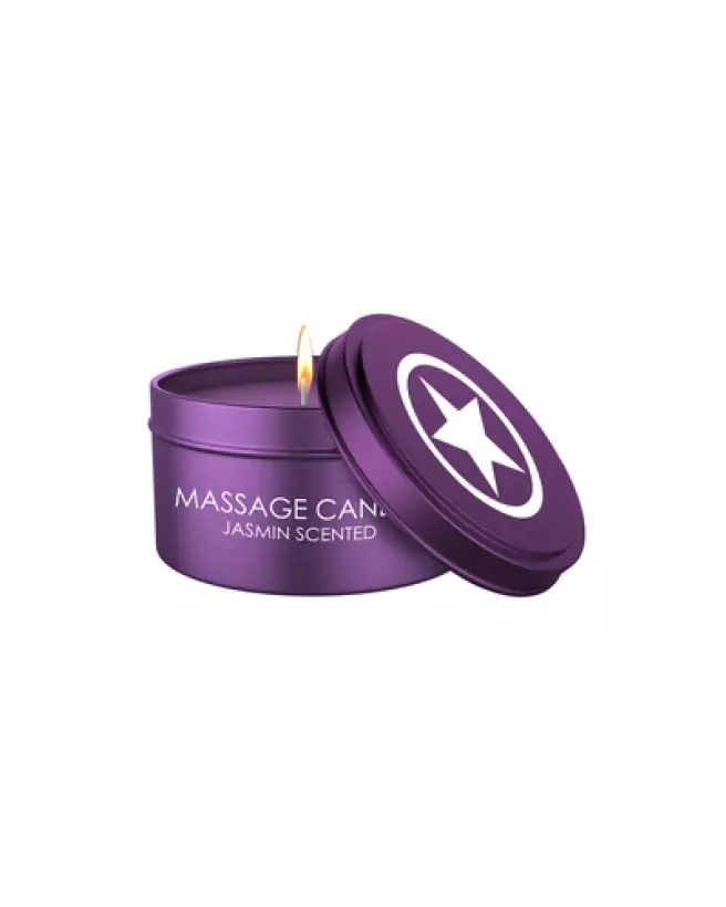 Image de la bougie de massage Mischievous Purple de Ouch! by Shots, idéale pour détente et ambiance romantique-1