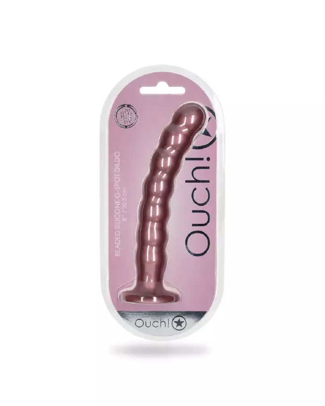 Image du Beaded Silicone G-Spot Dildo Rose Gold de Ouch! by Shots-2
