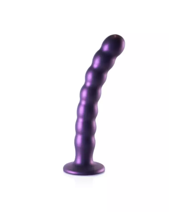 Beaded Silicone G-Spot Dildo 8 Inch Metallic Purple by Ouch! Shots-1