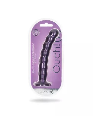 Beaded Silicone G-Spot Dildo 8 Inch Metallic Purple by Ouch! Shots-2