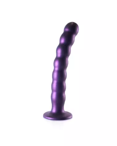 Beaded Silicone G-Spot Dildo 8 Inch Metallic Purple by Ouch! Shots-3