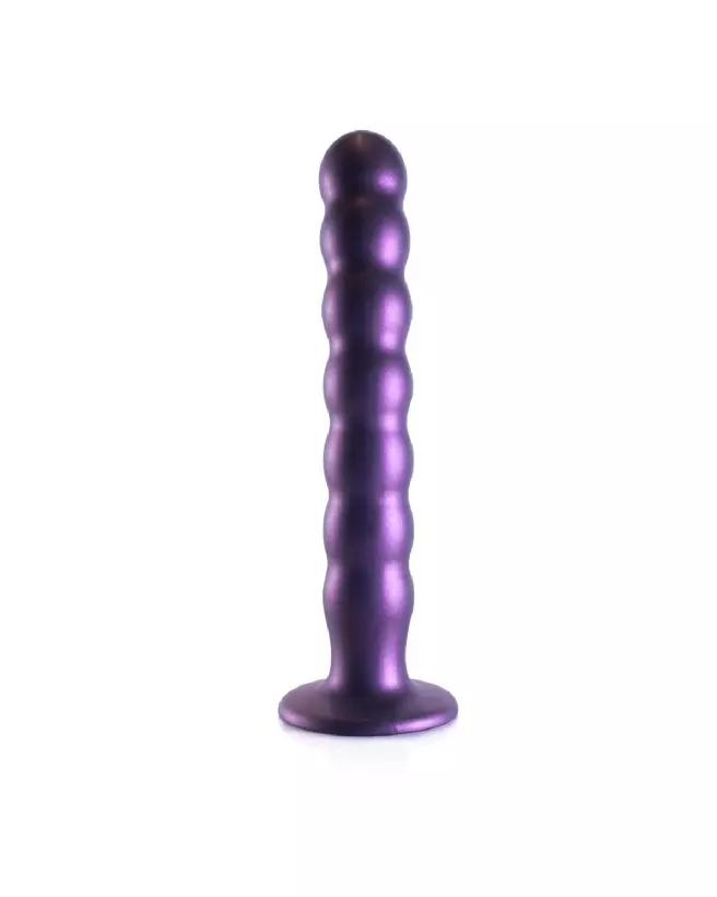 Beaded Silicone G-Spot Dildo 8 Inch Metallic Purple by Ouch! Shots-4