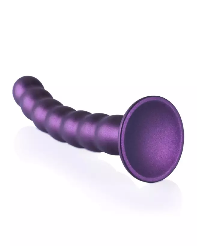 Beaded Silicone G-Spot Dildo 8 Inch Metallic Purple by Ouch! Shots-5