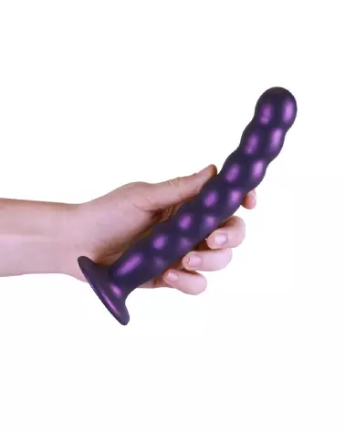 Beaded Silicone G-Spot Dildo 8 Inch Metallic Purple by Ouch! Shots-7