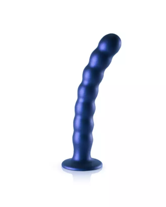 Beaded Silicone G-Spot Dildo Metallic Blue Ouch! by Shots-1