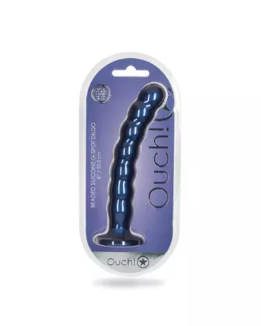 Beaded Silicone G-Spot Dildo Metallic Blue Ouch! by Shots-2
