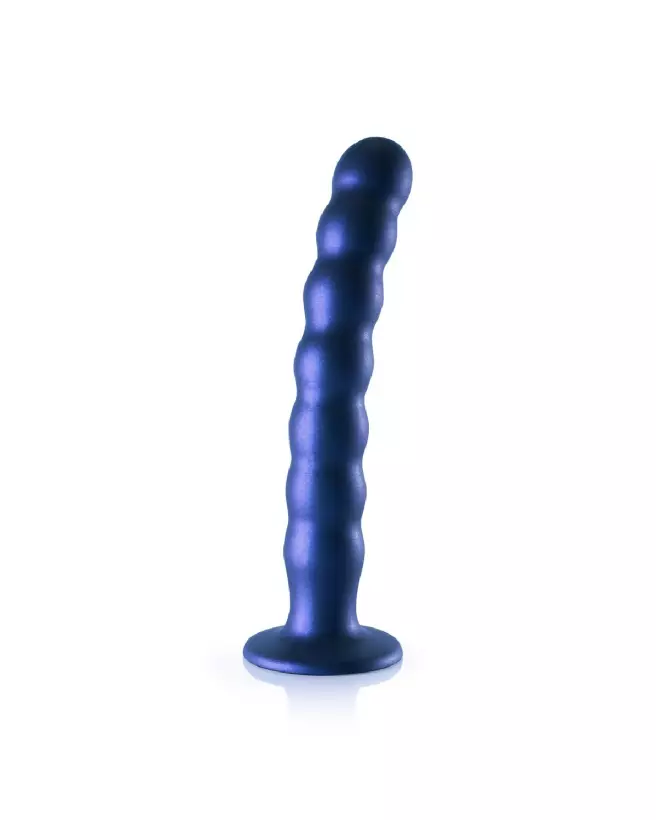 Beaded Silicone G-Spot Dildo Metallic Blue Ouch! by Shots-3