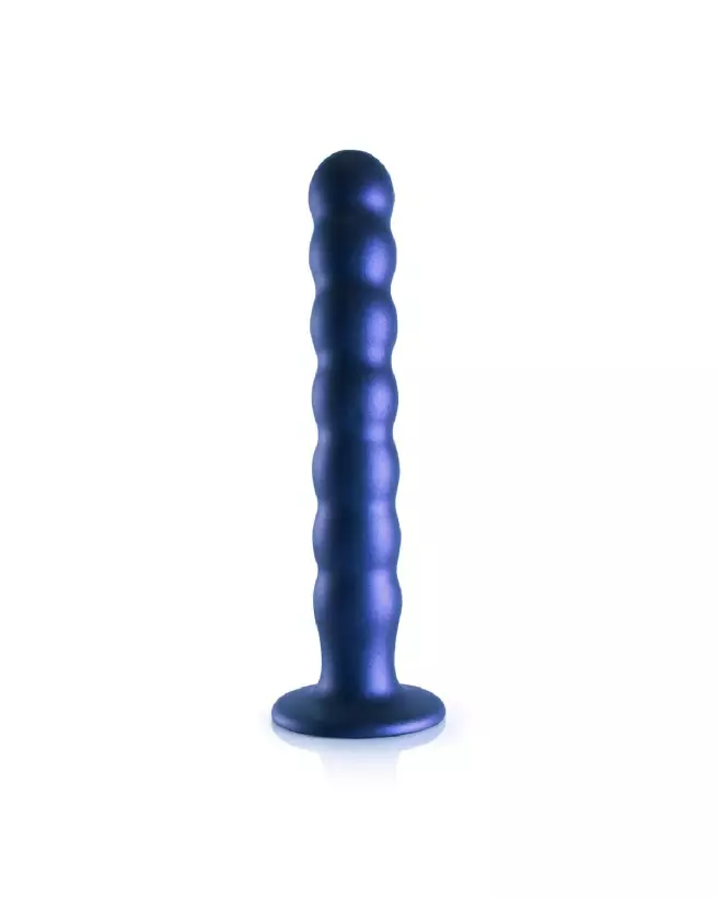 Beaded Silicone G-Spot Dildo Metallic Blue Ouch! by Shots-4