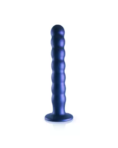 Beaded Silicone G-Spot Dildo Metallic Blue Ouch! by Shots-4