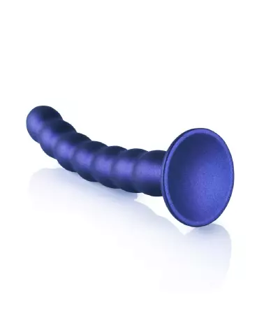 Beaded Silicone G-Spot Dildo Metallic Blue Ouch! by Shots-5