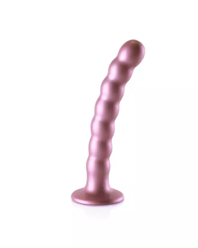 Beaded Silicone G-Spot Dildo Rose Gold 16.5 cm by Ouch! Shots-1