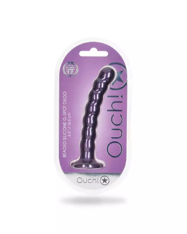 Dildo G-Spot Perlé Silicone Violet Métallique Ouch! by Shots-2