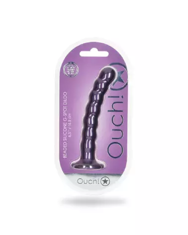 Dildo G-Spot Perlé Silicone Violet Métallique Ouch! by Shots-2