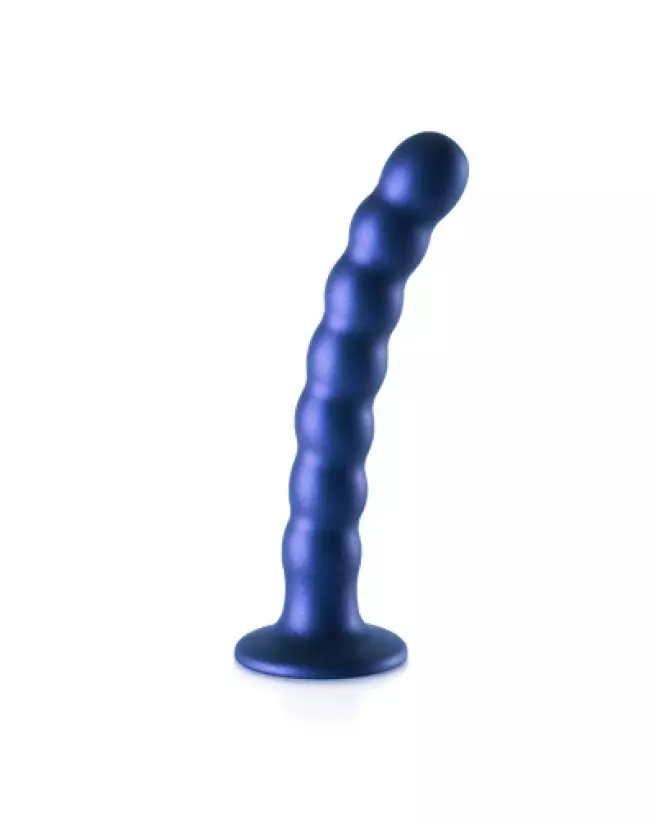 Beaded Silicone G-Spot Dildo in Metallic Blue by Ouch! Shots-1