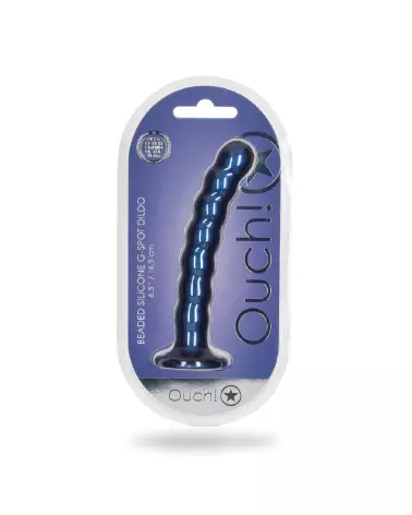 Beaded Silicone G-Spot Dildo in Metallic Blue by Ouch! Shots-2