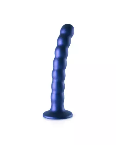 Beaded Silicone G-Spot Dildo in Metallic Blue by Ouch! Shots-3