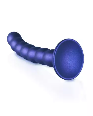 Beaded Silicone G-Spot Dildo in Metallic Blue by Ouch! Shots-5