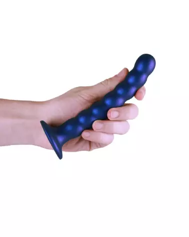 Beaded Silicone G-Spot Dildo in Metallic Blue by Ouch! Shots-7