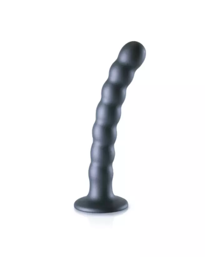 Image du Beaded Silicone G-Spot Dildo de Ouch! by Shots en couleur Gunmetal, 16.5 cm-1