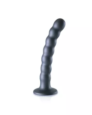 Image du Beaded Silicone G-Spot Dildo de Ouch! by Shots en couleur Gunmetal, 16.5 cm-1