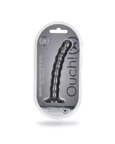Image du Beaded Silicone G-Spot Dildo de Ouch! by Shots en couleur Gunmetal, 16.5 cm-2