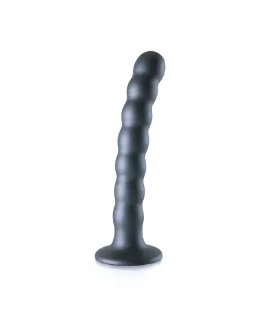 Image du Beaded Silicone G-Spot Dildo de Ouch! by Shots en couleur Gunmetal, 16.5 cm-3