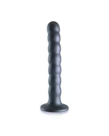Image du Beaded Silicone G-Spot Dildo de Ouch! by Shots en couleur Gunmetal, 16.5 cm-4