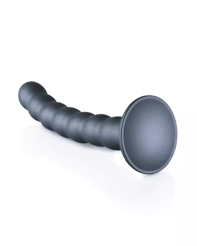 Image du Beaded Silicone G-Spot Dildo de Ouch! by Shots en couleur Gunmetal, 16.5 cm-5