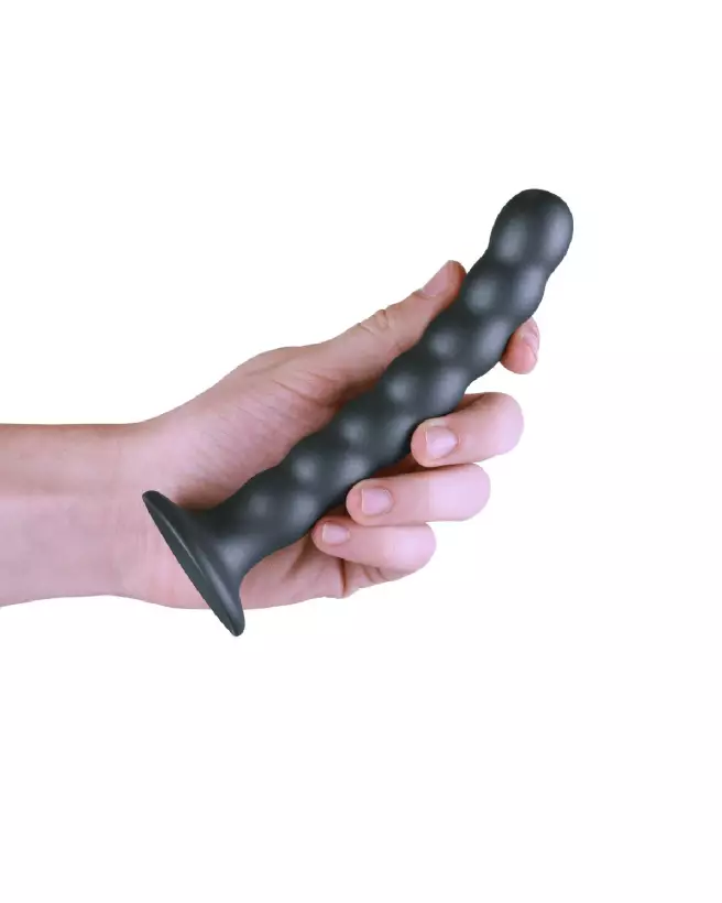 Image du Beaded Silicone G-Spot Dildo de Ouch! by Shots en couleur Gunmetal, 16.5 cm-7