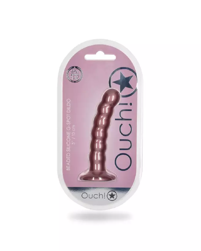 Beaded Silicone G-Spot Dildo Rose Gold 13 cm by Ouch! Shots-2