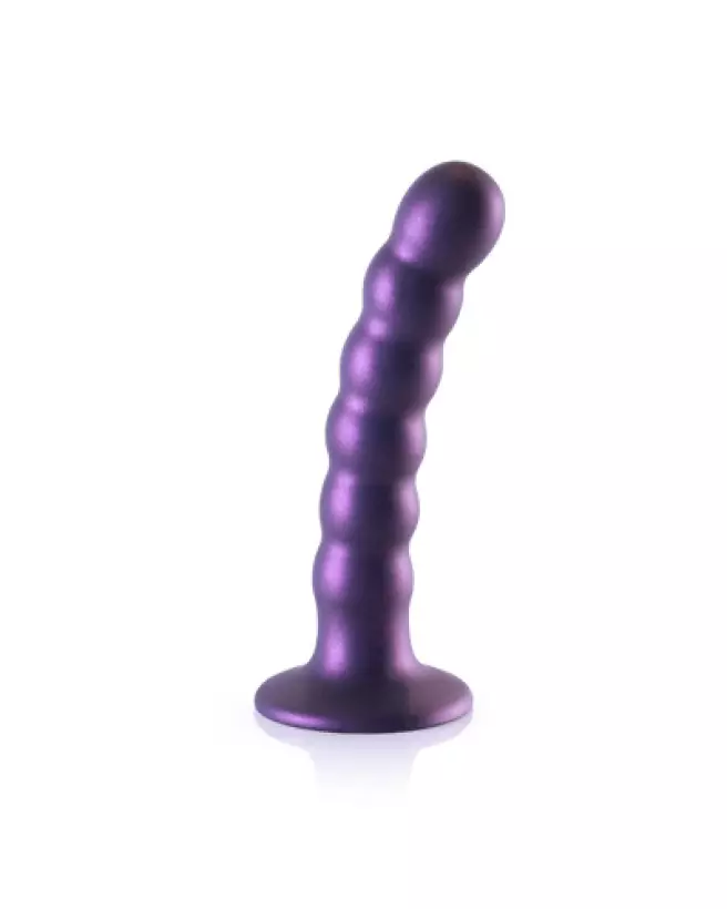 Beaded Silicone G-Spot Dildo 13 cm Metallic Purple by Ouch! Shots-1