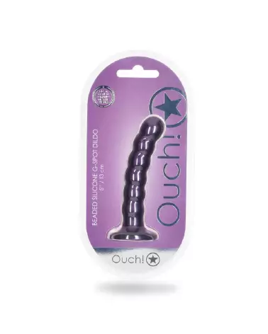 Beaded Silicone G-Spot Dildo 13 cm Metallic Purple by Ouch! Shots-2