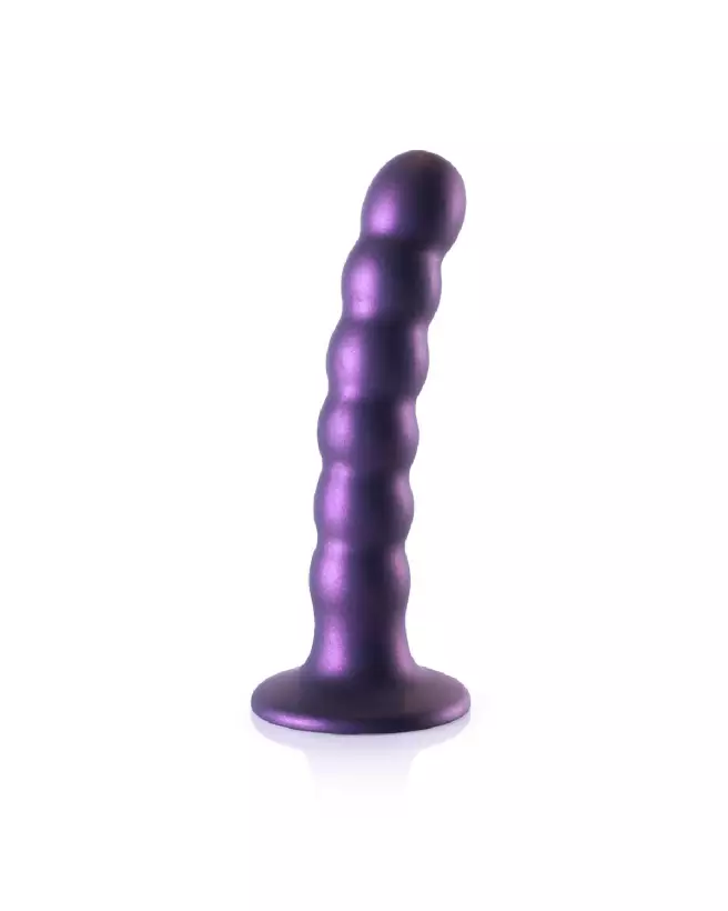 Beaded Silicone G-Spot Dildo 13 cm Metallic Purple by Ouch! Shots-3