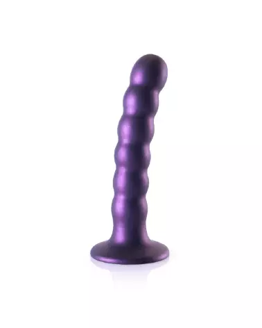 Beaded Silicone G-Spot Dildo 13 cm Metallic Purple by Ouch! Shots-3