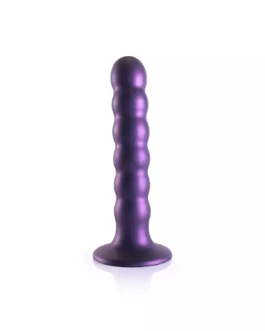 Beaded Silicone G-Spot Dildo 13 cm Metallic Purple by Ouch! Shots-4